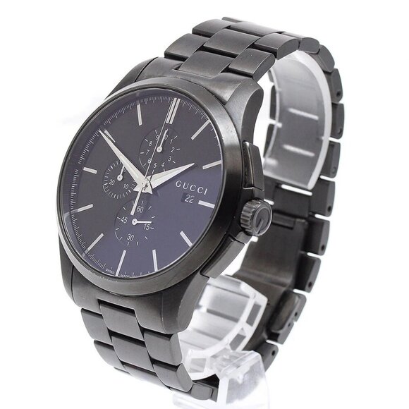 GUCCI G timeless 126.2/YA126274 Chronograph Black Dial Quartz Men's Watch - Picture 1 of 12